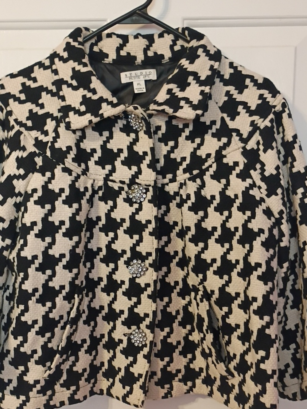 Studio Petite Black and White Houndstooth Jacket